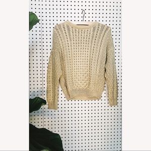 Carraig Donn 100% Irish Wool Cream Sweater Small